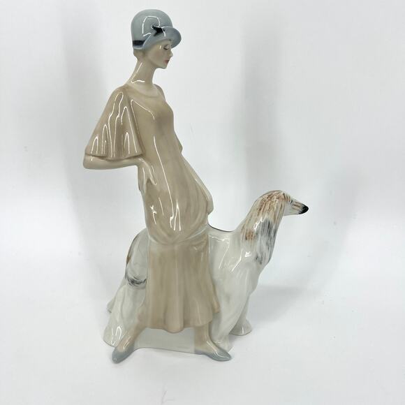 Vintage 1985 Royal Doulton Promenade HN3072 13" Figurine of Woman and Afghan Dog - Picture 1 of 12
